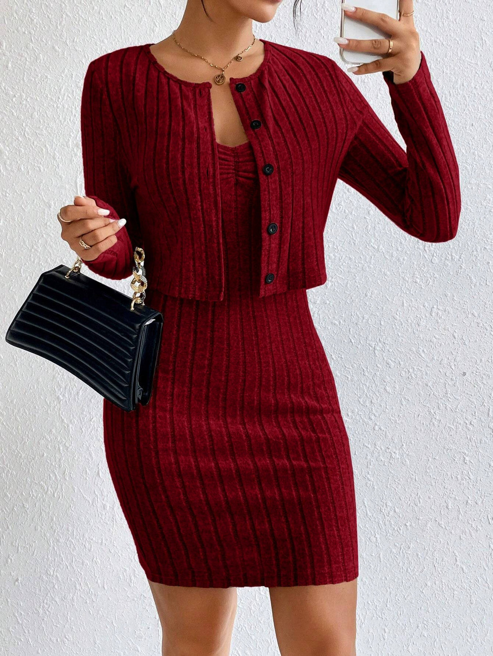 ZARA French Chic Fitted Crop Jacket and Dress Two Piece Set Spring Summer